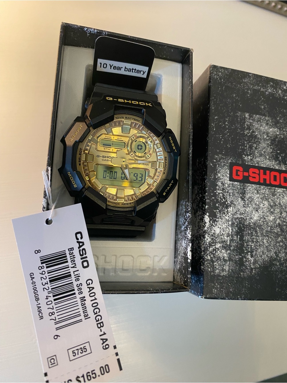 G-Shock Black Resin Watch with Gold Face